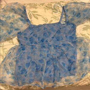 Boutique Flowy Blue Floral Top